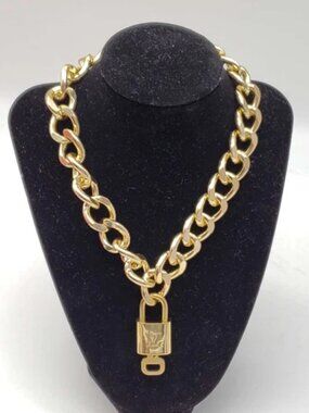 Gold-Plated Necklace with Authentic Louis Vuitton Padlock